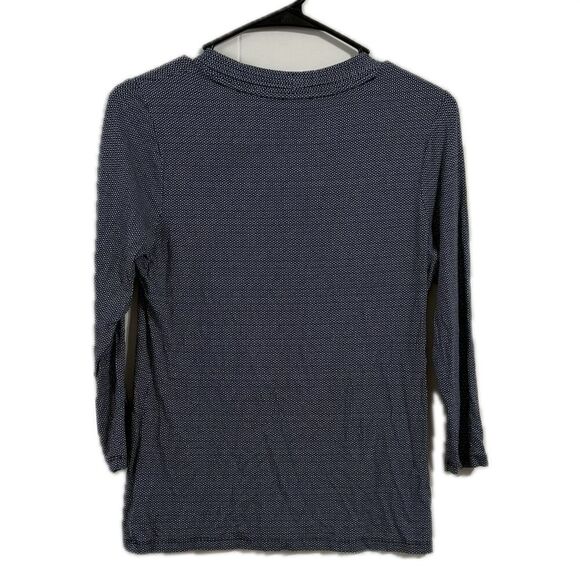 Talbots Gray Relaxed Ribbed Blouse with 3/4 Sleeves - Picture 2 of 4